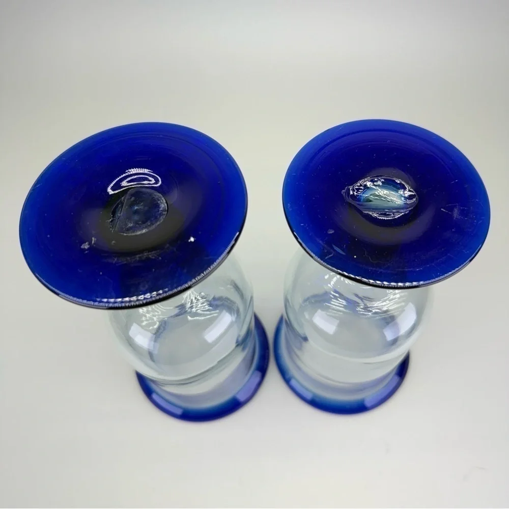 Handblown Mexican Cobalt Blue Goblets